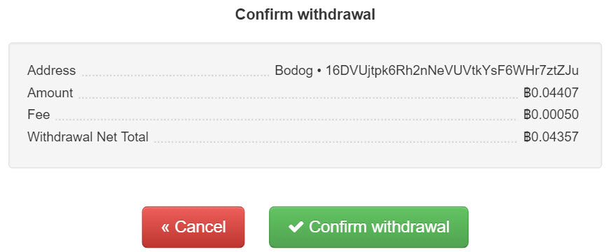 Bitcoin withdrawal